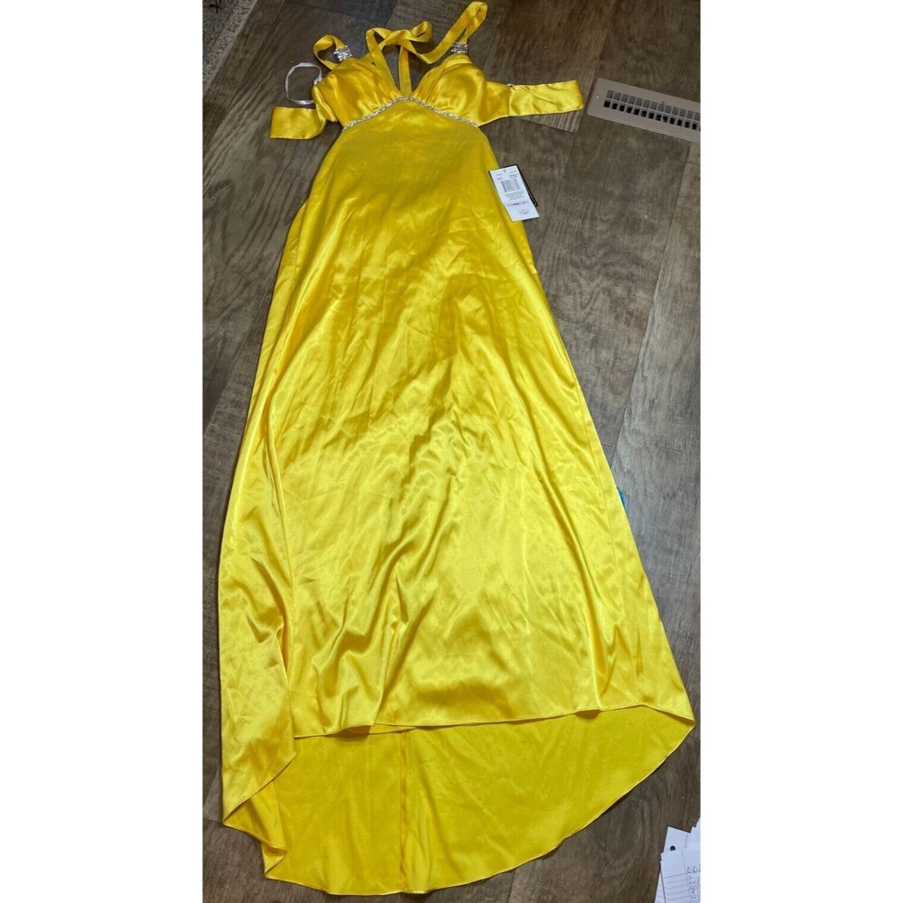 Nightway Dress Womens Size 6 Sunburst Yellow Beaded Long Ball Gown $160 Retail